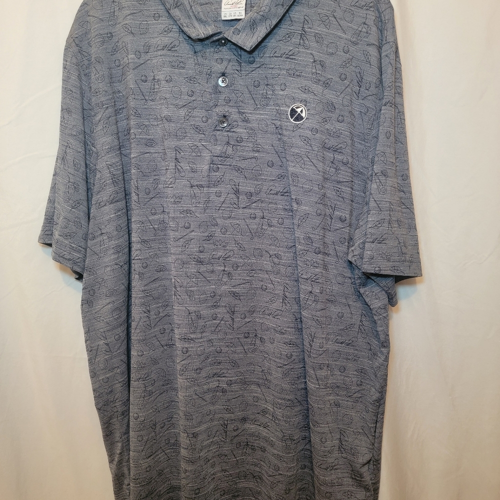 Puma Arnold Palmer Polo Shirt Mens XXL Gray Geometric Golf Perfromance Stretch